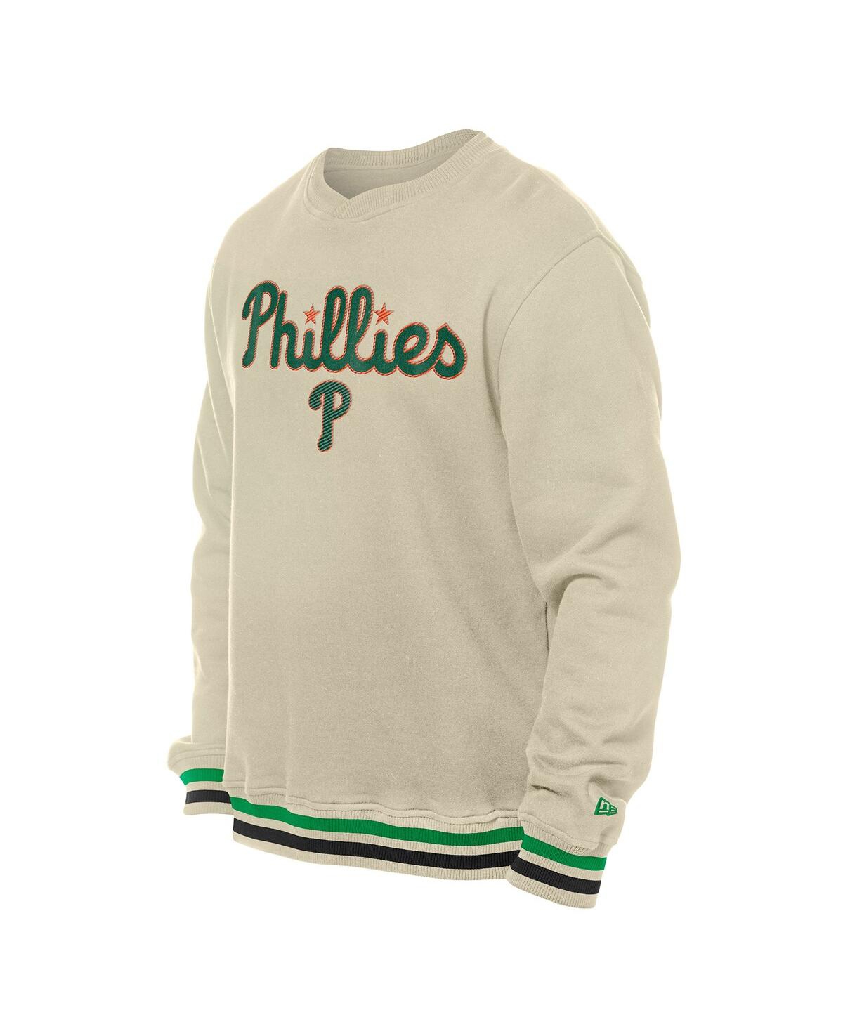 NEW ERA MEN'S CREAM PHILADELPHIA PHILLIES ST. PATRICK'S DAY TWILL PULLOVER SWEATSHIRT 