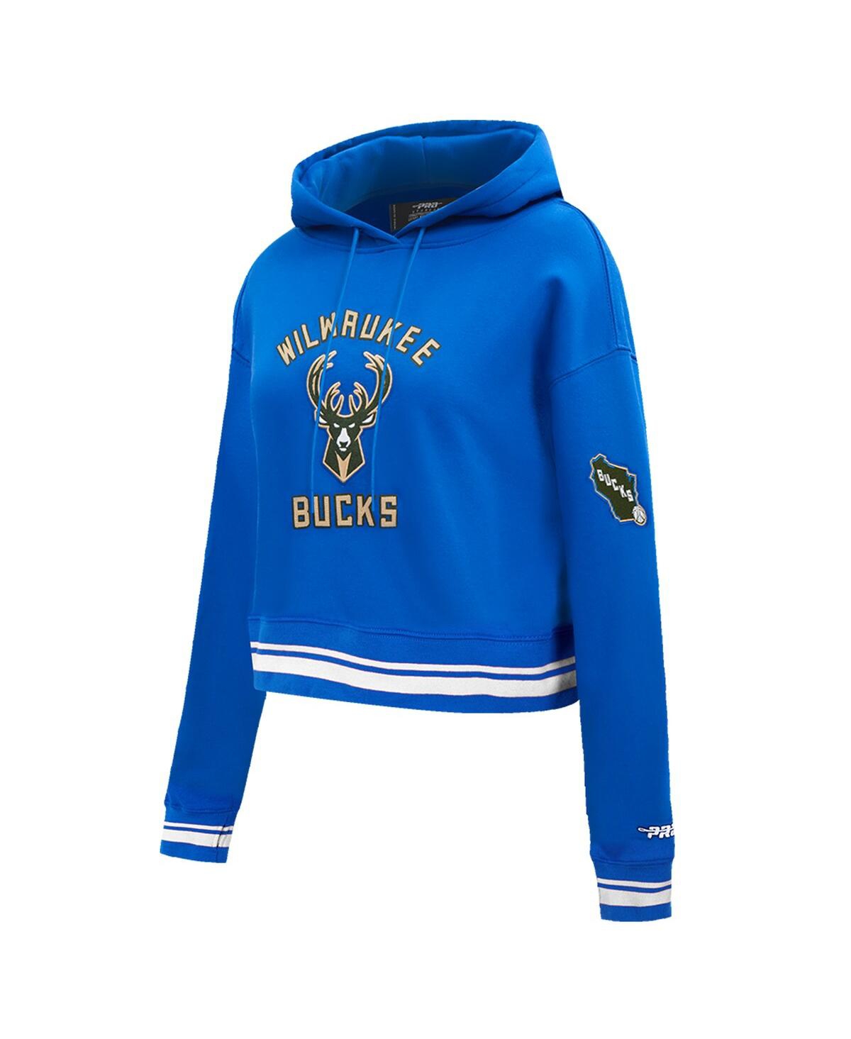 Pro Standard Men's Blue Milwaukee Bucks 2024/25 City Edition Chenille Applique Cropped Pullover Hoodie In Blue