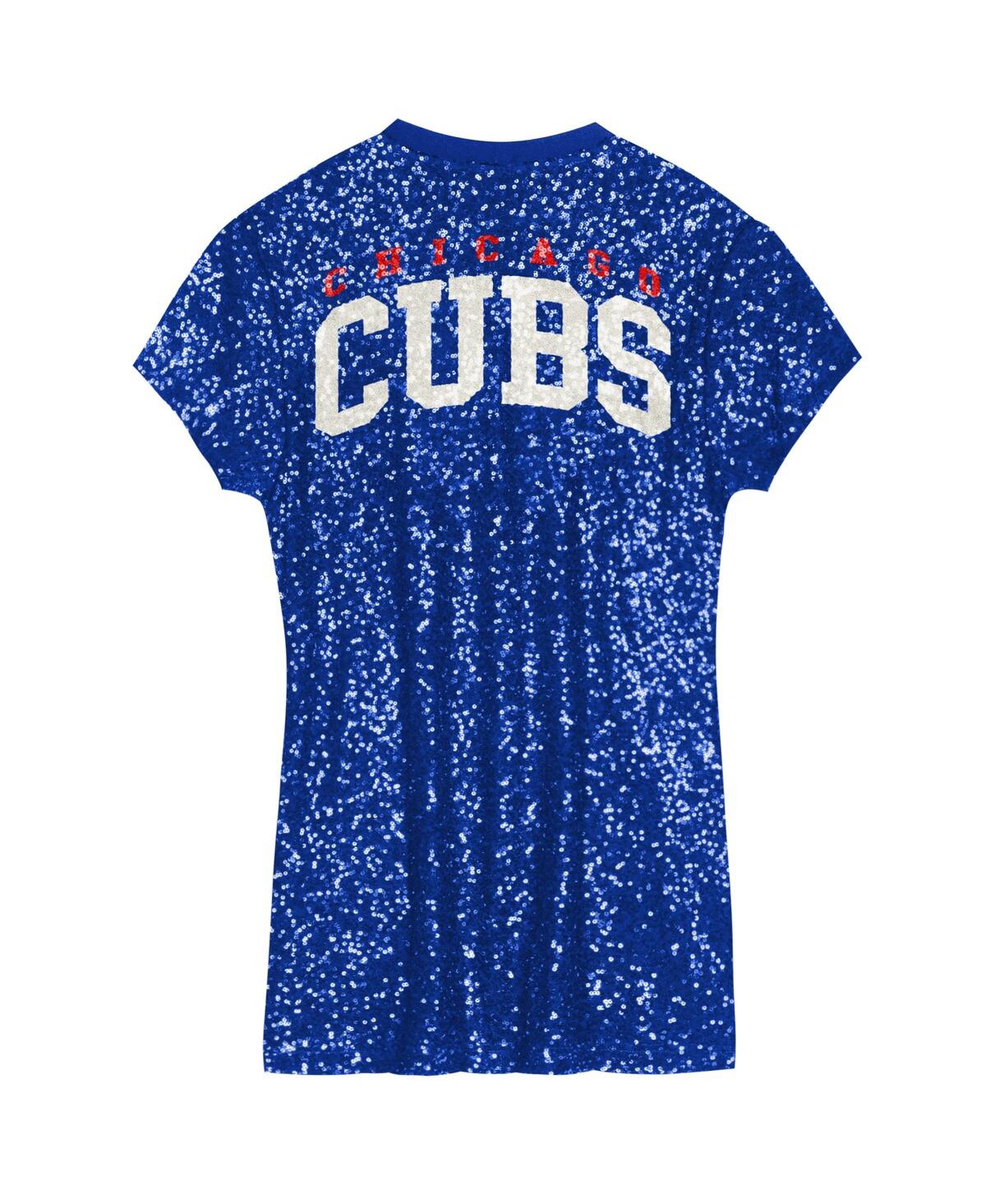 Outerstuff Girls Preschool Royal Chicago Cubs Sequin V-neck Dress In Royal