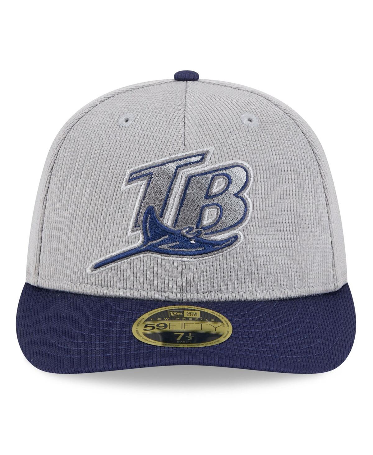 New Era Men's Gray/navy Tampa Bay Rays 2025 Batting Practice Low Profile 59fifty Fitted Hat In Gray,navy