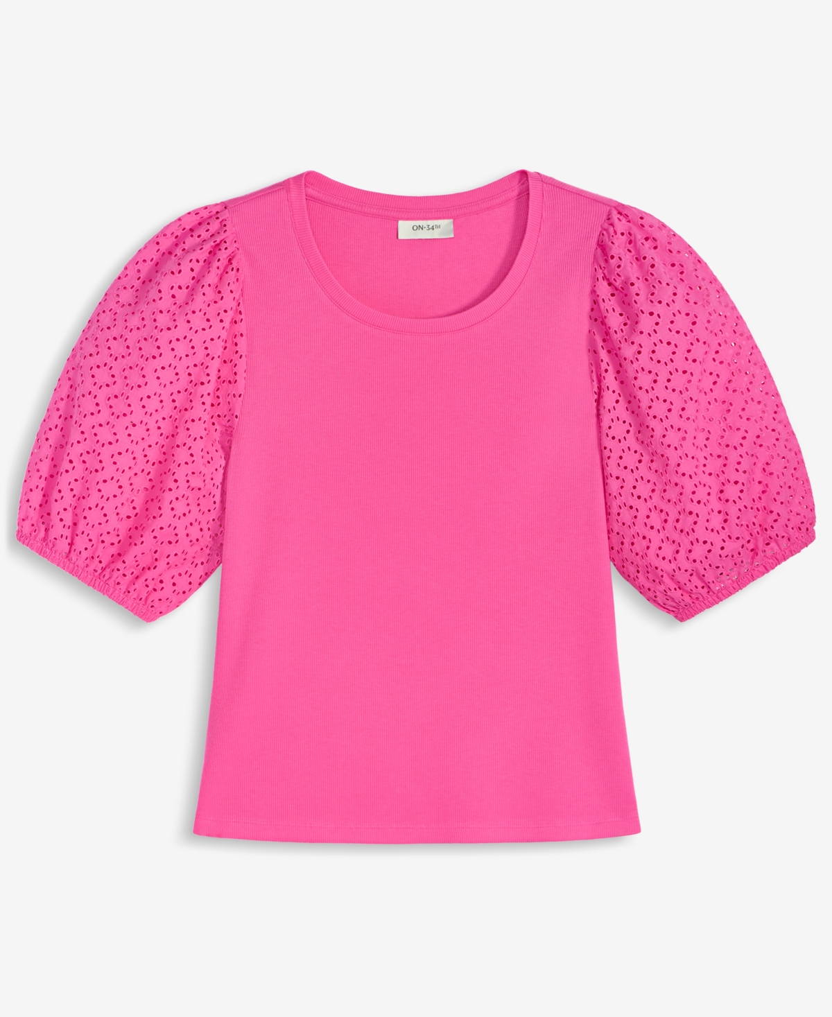 Shop On 34th Women's Eyelet-sleeve Rib-knit Top, Exclusively At Macy's In Pink Dazzle