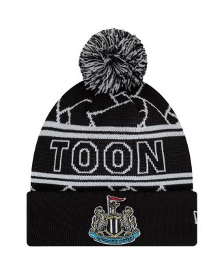 New Era - Big Boys and Girls Black Newcastle United Sport Cuffed Knit Hat with Pom