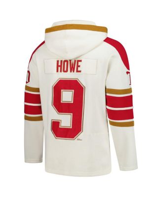 Men's Gordie Howe Cream Detroit Red Wings Blue Line Heritage Name Number Lace-Up Pullover Hoodie