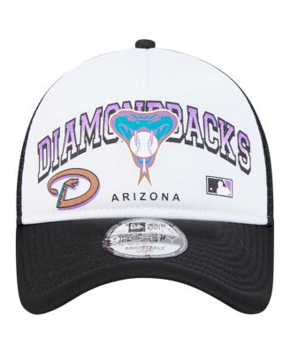 Men's White Arizona Diamondbacks Retro Wordmark 9FORTY A-Frame Trucker Adjustable Hat