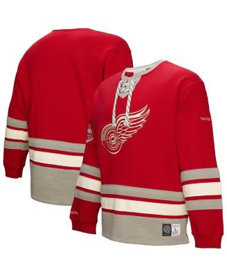 Men's Red Detroit Red Wings Heritage Lace-Up Pullover Sweatshirt