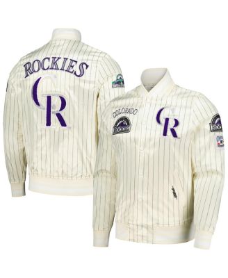 Pro Standard - Men's Cream Colorado Rockies Cooperstown Collection Pinstripe Retro Classic Satin Full-Snap Jacket