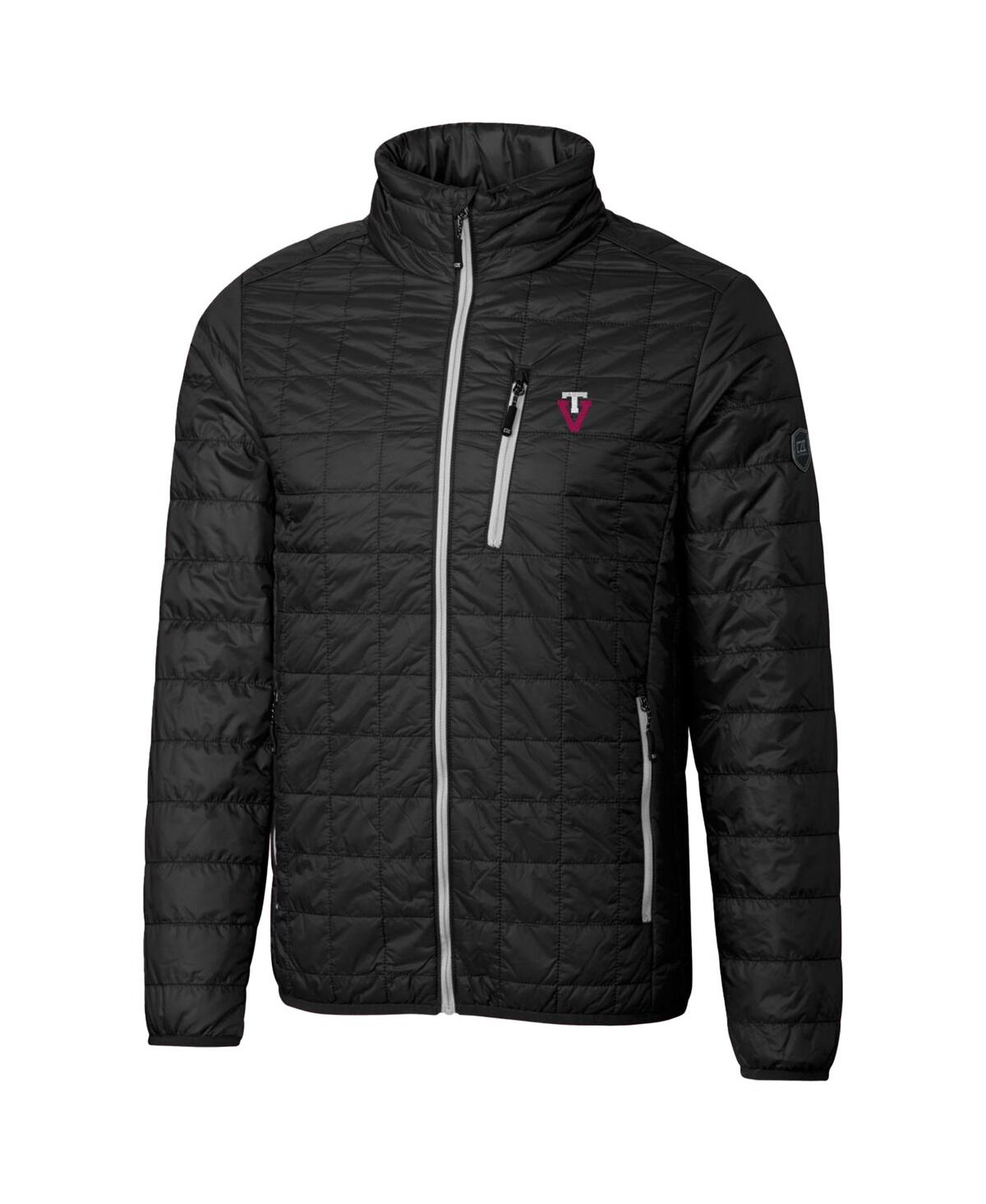 CUTTER & BUCK BLACK VIRGINIA TECH HOKIES PRIMARY TEAM LOGO RAINIER PRIMALOFT ECO INSULATED FULL-ZIP PUFFER JACKET 