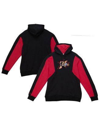 Mitchell & Ness - Men's Black Philadelphia 76ers Color Block 2.0 Fleece Pullover Hoodie