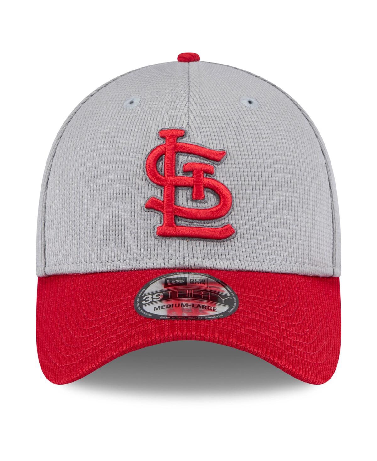 New Era Men's Gray/red St. Louis Cardinals 2025 Batting Practice 39thirty Flex Hat In Gray,red