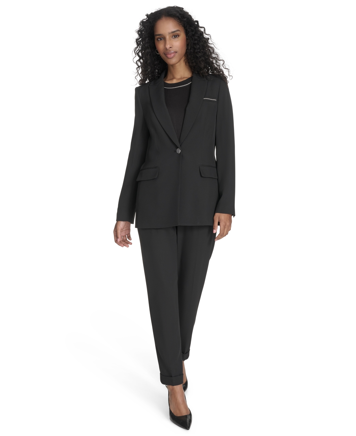 Calvin Klein Women's One-button Blazer In Black
