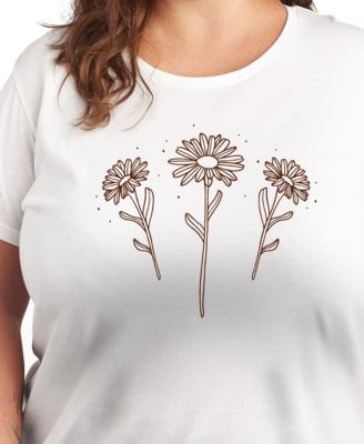 Trendy Plus Size Flowers Size Graphic Crew Neck T-Shirt
