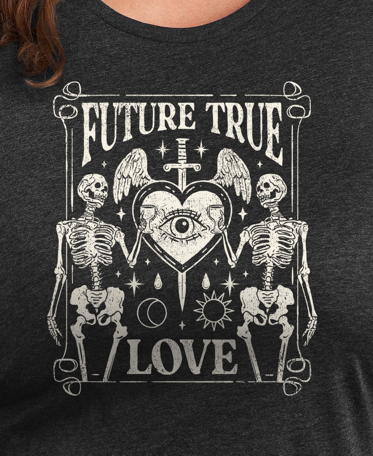 Hybrid Apparel Trendy Plus Size Future True Love Size Graphic Crew Neck T-shirt In Grey
