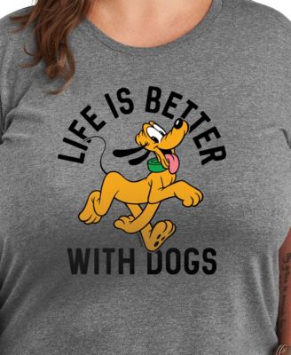 Trendy Plus Size Disney Life Is Better with Dogs Pluto Graphic Crew Neck T-Shirt
