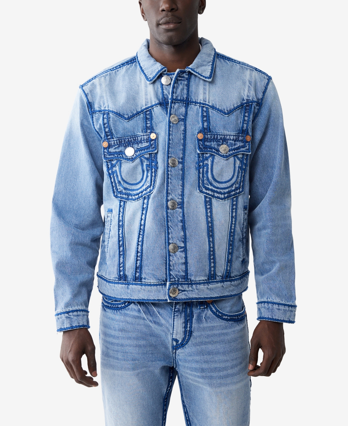 Men's Oversize Rope Stitch Jimmy Jacket - Rocky point light wash