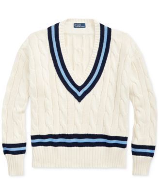 売れ筋商品|||ラルフローレン ニット&セーター アウター レディース Women's Cable-Knit Cotton Cricket Sweater Cream/Navy Stripe Polo Ralph Lauren Women's Cable-Knit Cotton Cricket Sweater