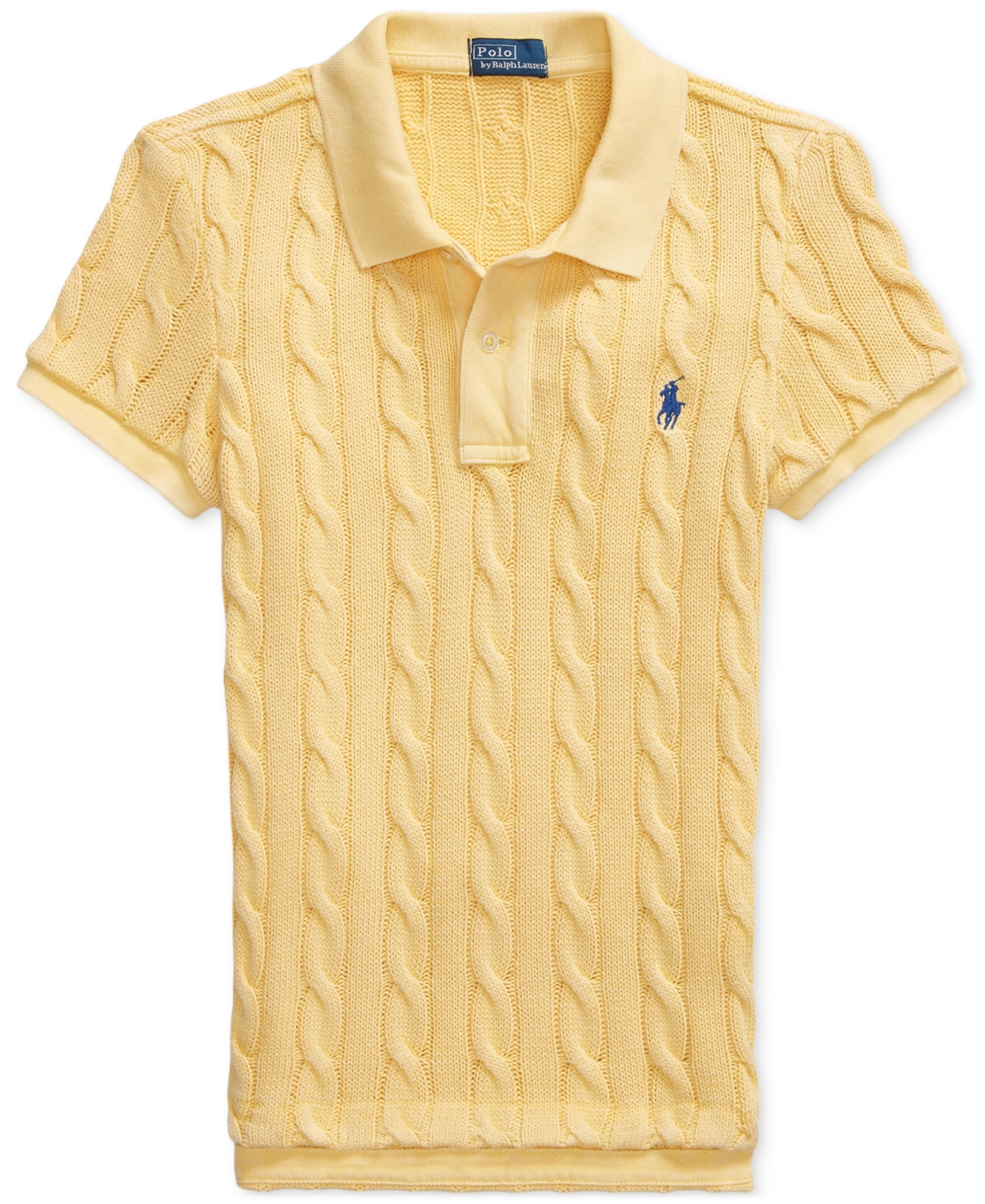 Shop Polo Ralph Lauren Women's Cable-knit Polo Shirt In Fall Yellow