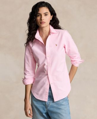 Polo Ralph Lauren Women's Slim-Fit Striped Oxford Shirt - Macy's