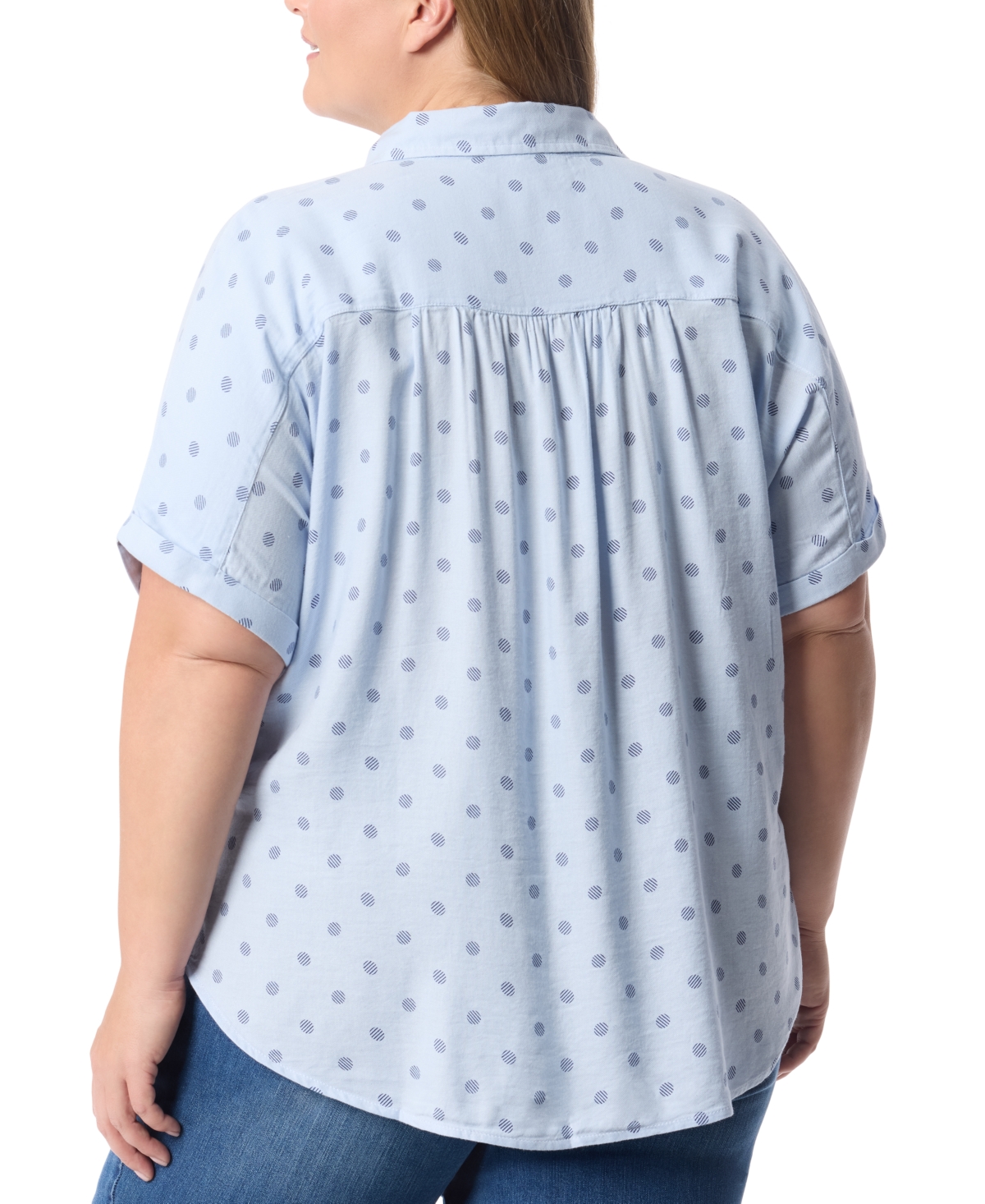 Gloria Vanderbilt Plus Size Daisy Printed Button-front Shirt In Blind Dot Blue