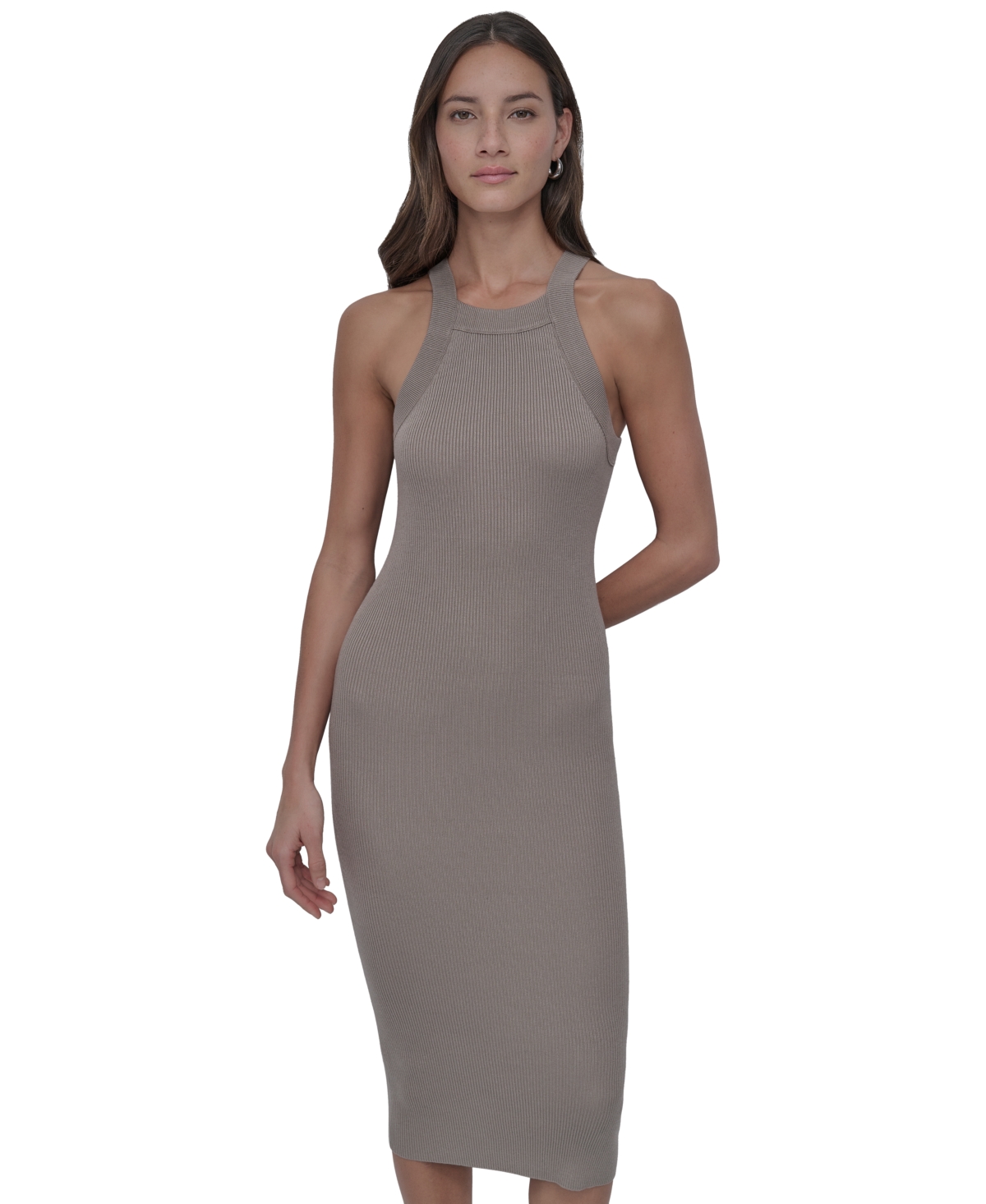 DKNY JEANS WOMEN'S RIBBED KNIT SLEEVELESS BODYCON DRESS 