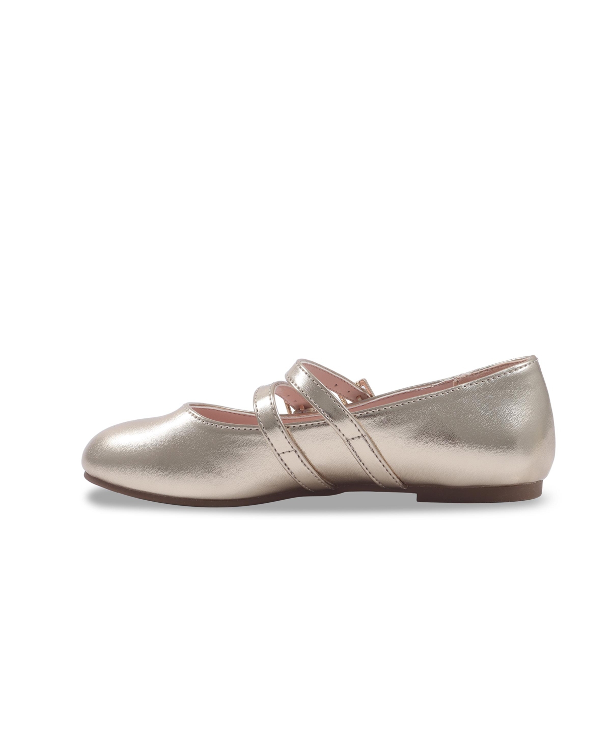 Shop Jessica Simpson Toddler And Big Girls Amy Double Strap Ballet Flat In Soft Gold