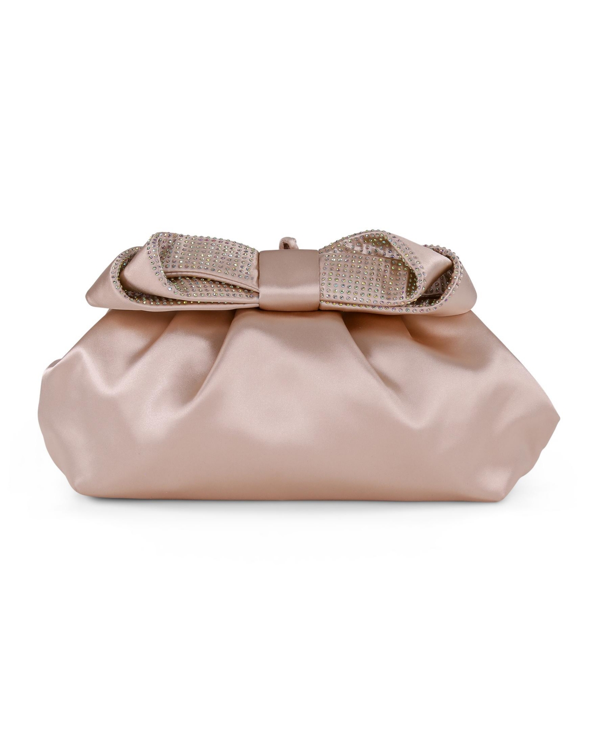 Woman's Posey Satin Bow Pouch Clutch - Champagne