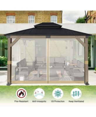 Universal 10 x 13 ft. Gazebo Replacement Mosquito Netting Screen 4-Panel Sidewalls with Double Zipper (Only Netting)