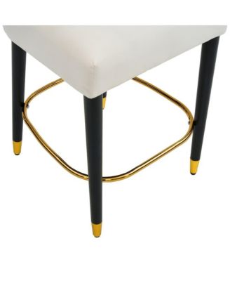 Set of 2 Counter Stools 27" Upholstered Tufted Seat Modern Design Ideal for Kitchen Island & Bar