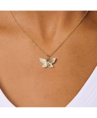 Butterfly Pendant Necklace in 14K Gold Over Sterling Silver
