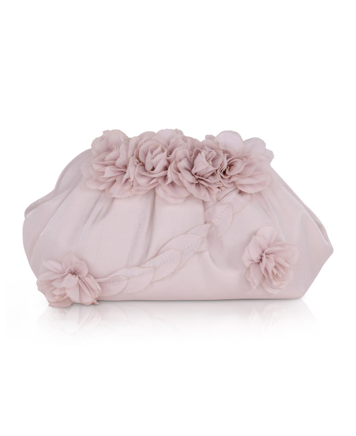 Woman's Lottie Floral Applique Pouch Clutch - Champagne