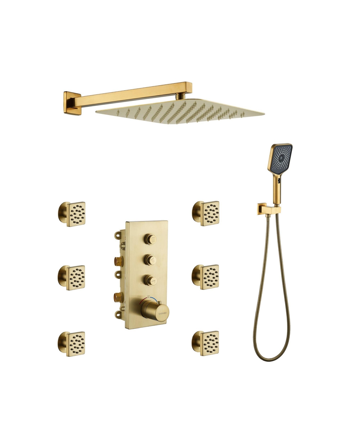 3-in-1 Thermostatic Shower System with Concealed Box Design - Easy Installation & Maximum Durability - Gold