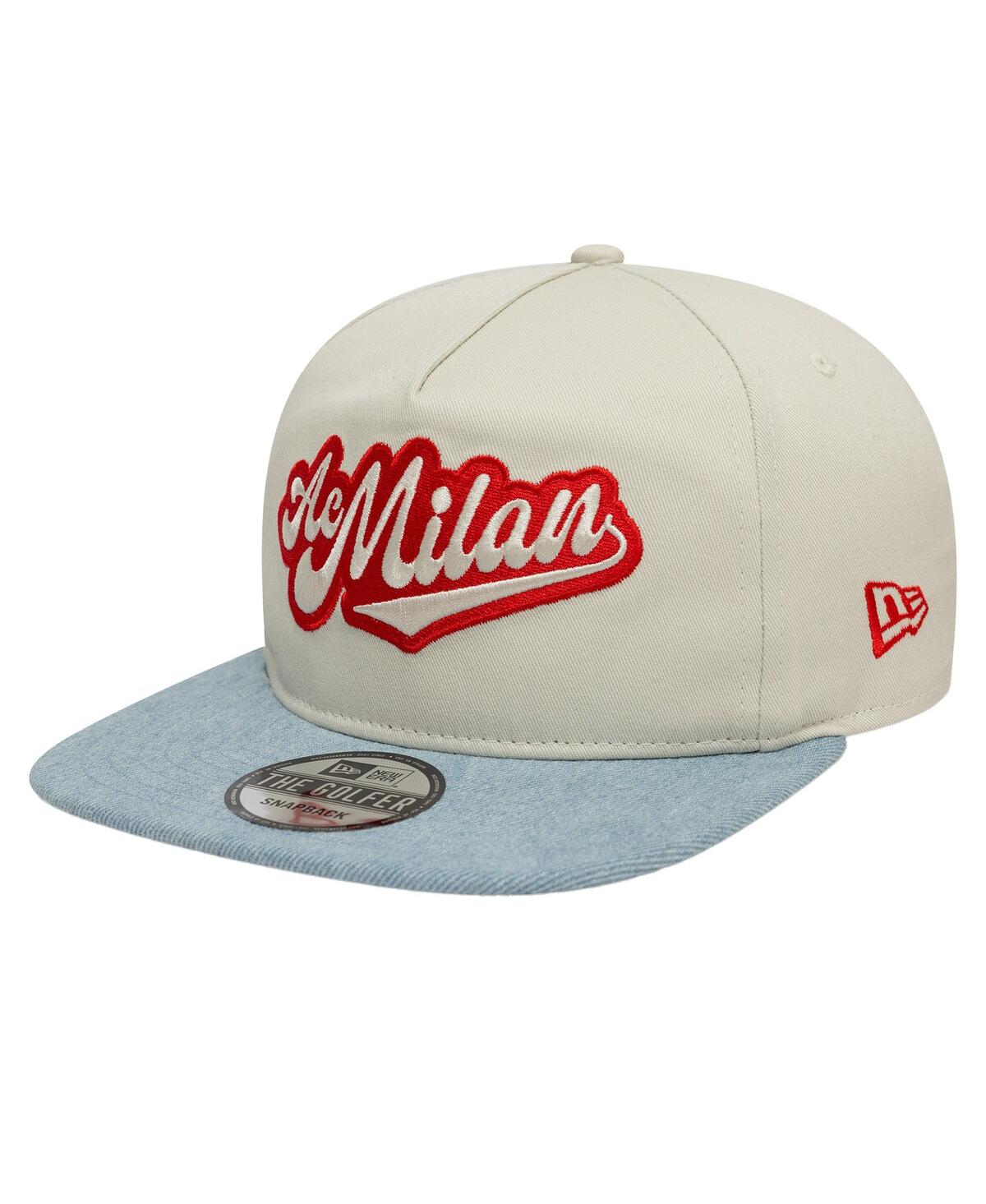 NEW ERA MEN'S TAN AC MILAN DENIM GOLFER SNAPBACK HAT 