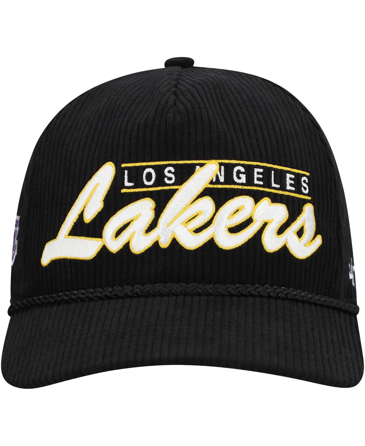 Shop 47 Brand Men's Black Los Angeles Lakers Double Header Sidepatch Cord Hitch Adjustable Hat
