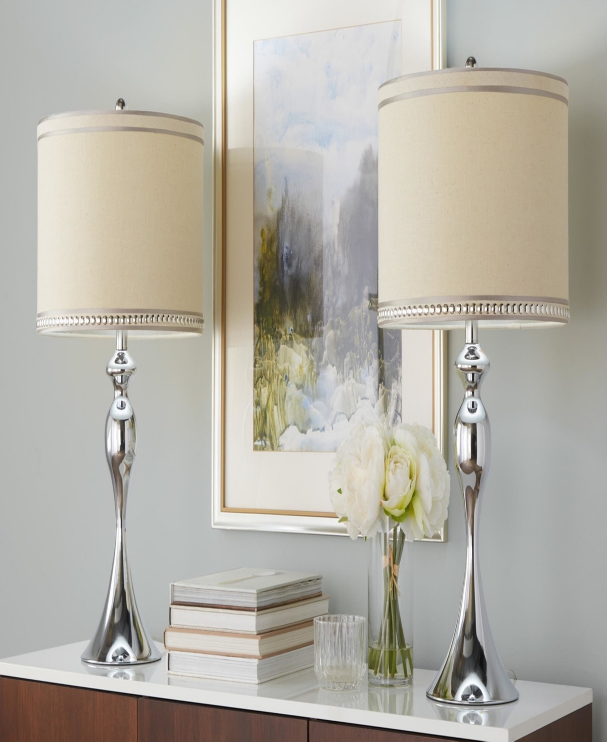 Lumisource Ashland 27" Metal Table Lamp, Set Of 2 In Silver,white