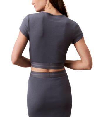 売れ筋商品|||カルバンクライン カットソー トップス レディース Women's Ribbed Cropped Tee QS7349 Grisaille Cotton Stretch Rib Cropped Tee | Calvin Klein® USA
