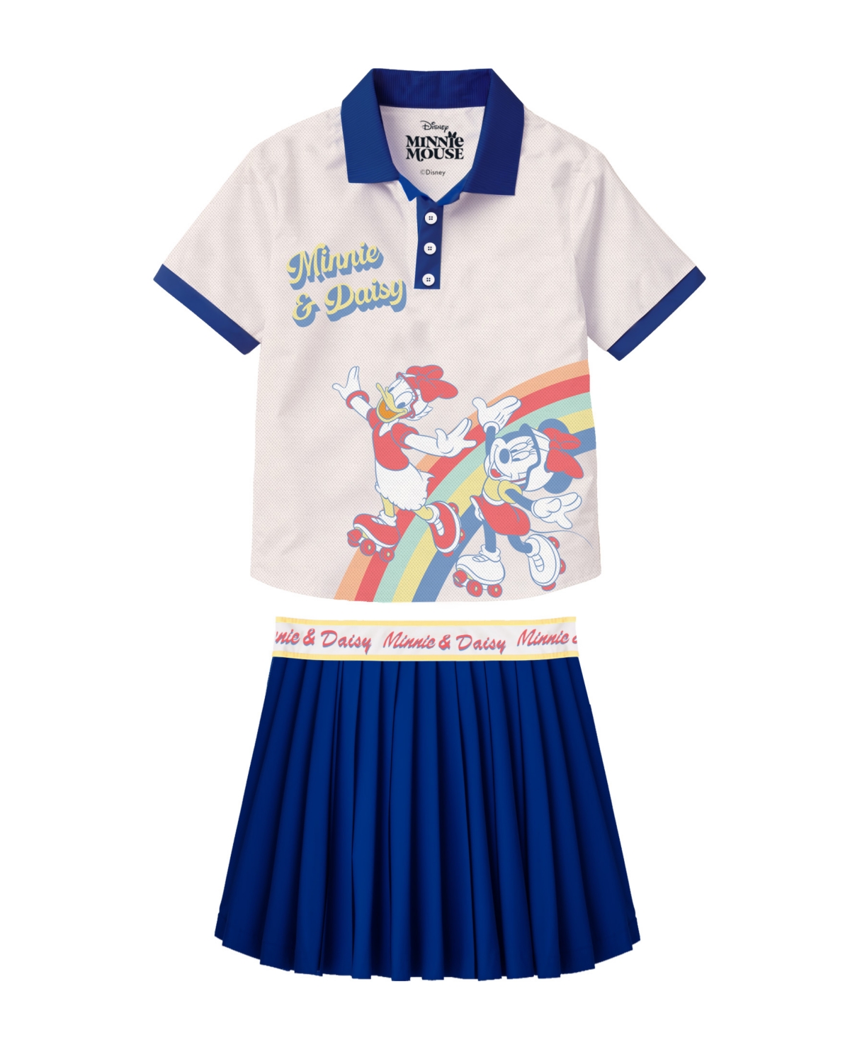 Disney Kids' Toddler And Little Girls 2-piece Minnie And Daisy Polo Shirt And Pleated Skirt Set