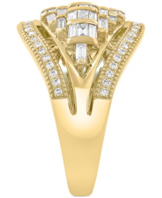 EFFY&reg; Diamond Round & Baguette Curved Statement Ring (5/8 ct. t.w.) in 14k Gold