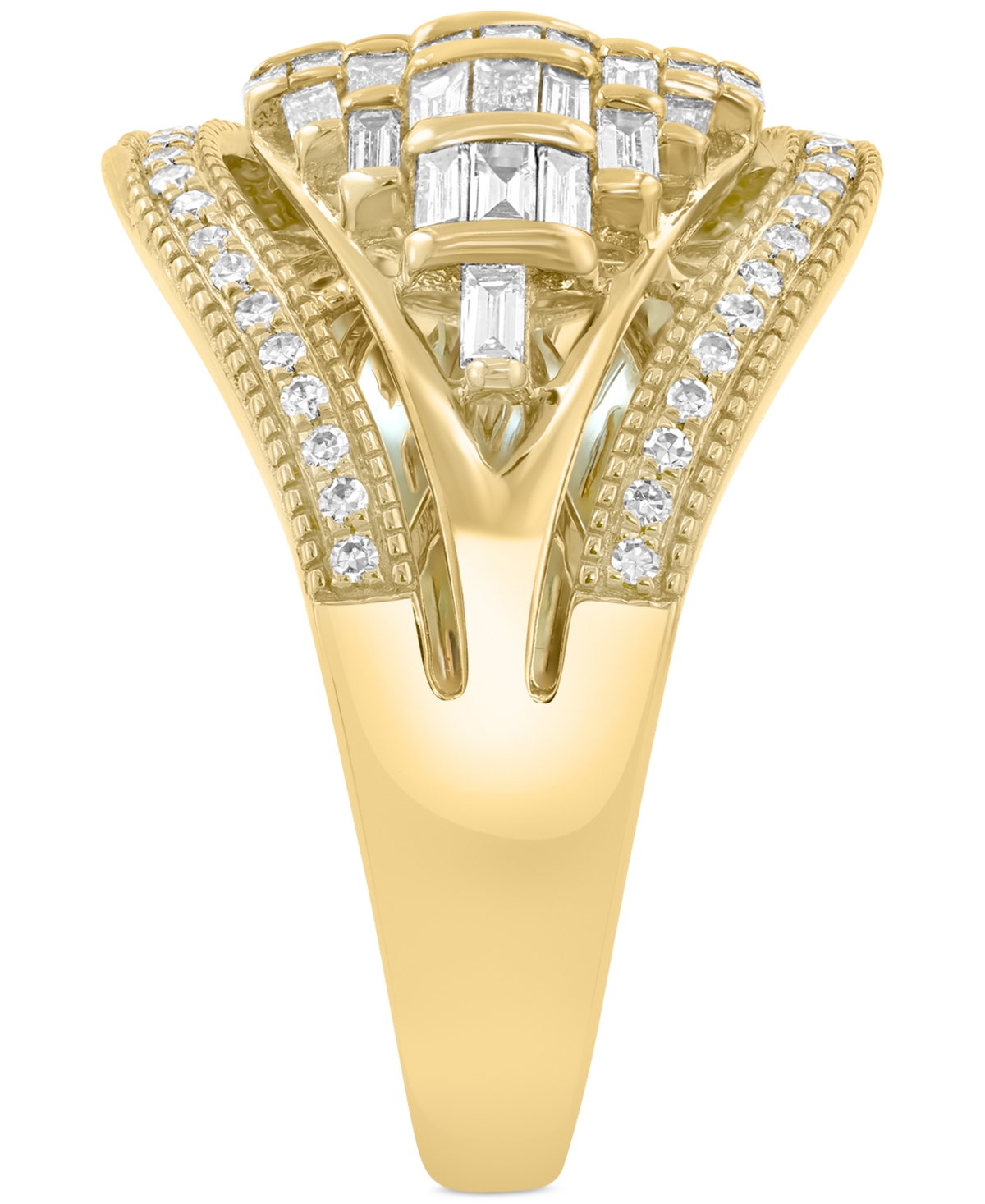 EFFY COLLECTION EFFY DIAMOND ROUND & BAGUETTE CURVED STATEMENT RING (5/8 CT. T.W.) IN 14K GOLD 