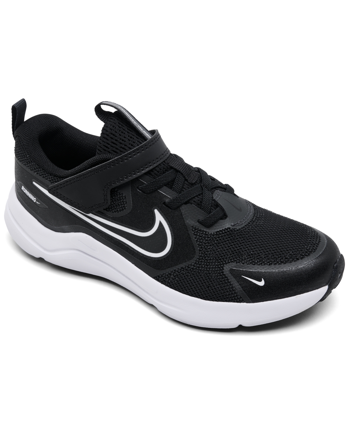 Nike Little Kids Cosmic Runner Fastening Strap Running Sneakers from Finish Line - Black, White