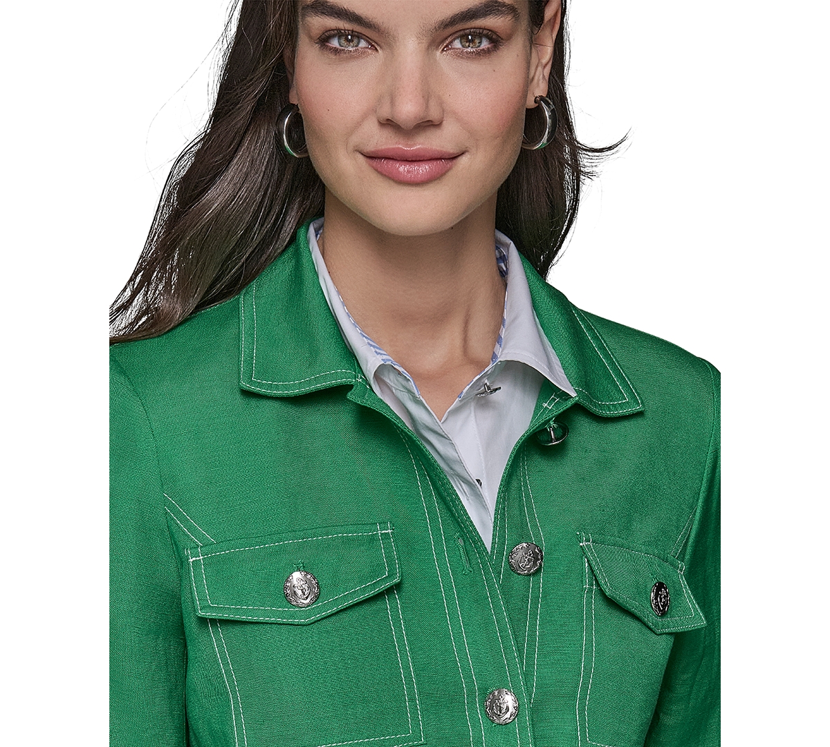 KARL LAGERFELD WOMEN'S LINEN-BLEND 3/4-SLEEVE JACKET 