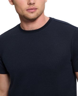 Men's Relaxed Fit Linear Textured Short-Sleeve Crewneck T-Shirt