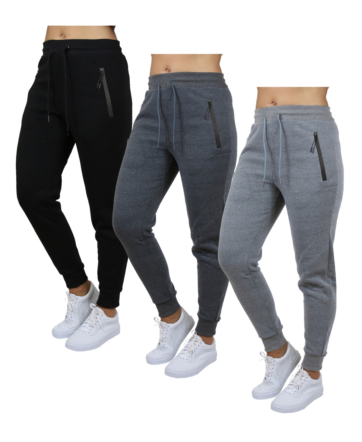 Women's Pro Star Loose Fit Fleece Lined Jogger Sweatpants 3-Pack - Black