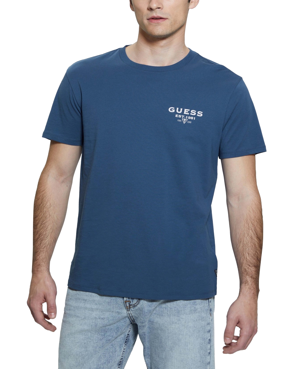 Men's Relaxed Fit Short Sleeve Crewneck Logo T-Shirt - Blue