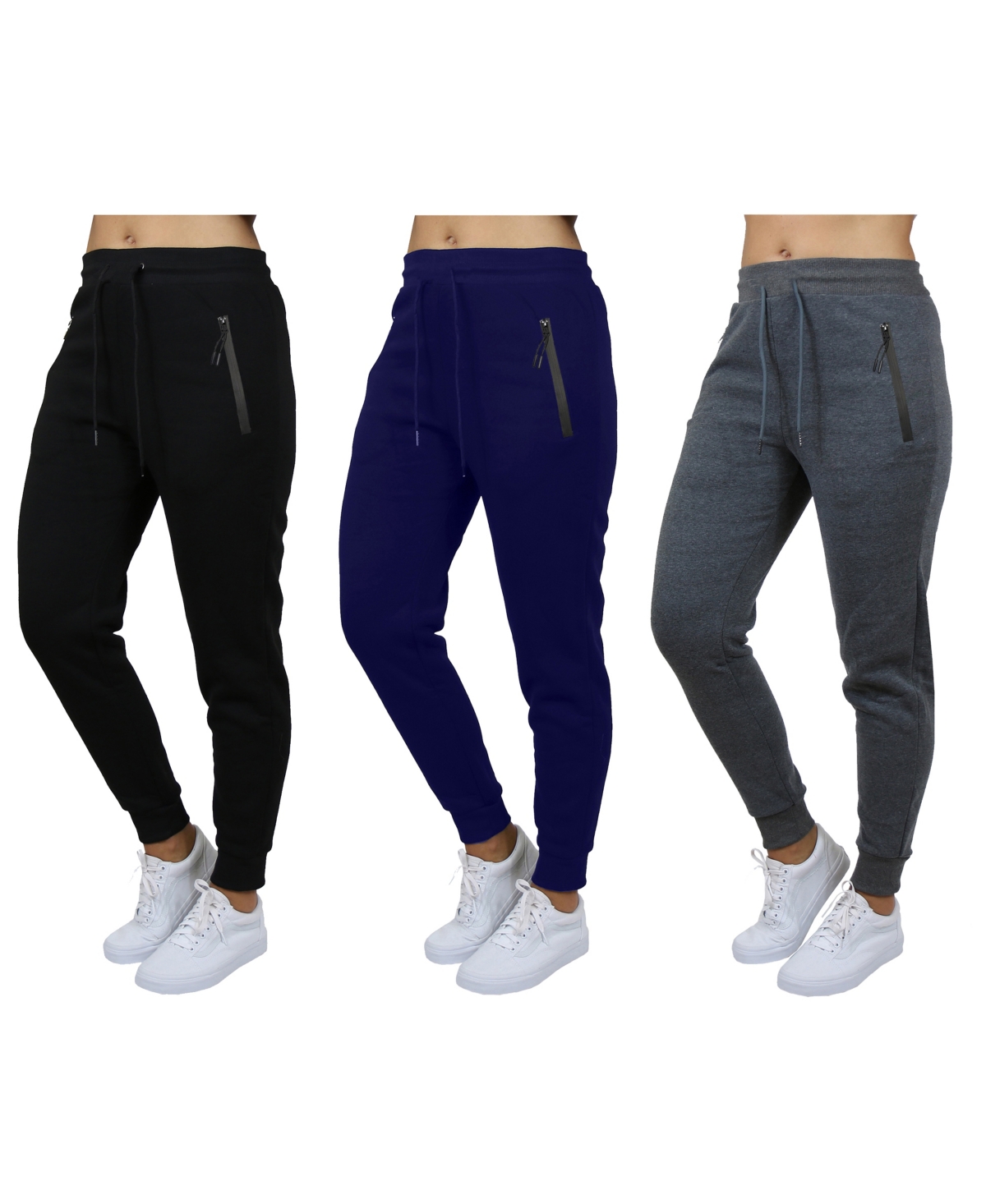 Women's Pro Star Loose Fit Fleece Lined Jogger Sweatpants 3-Pack - Black