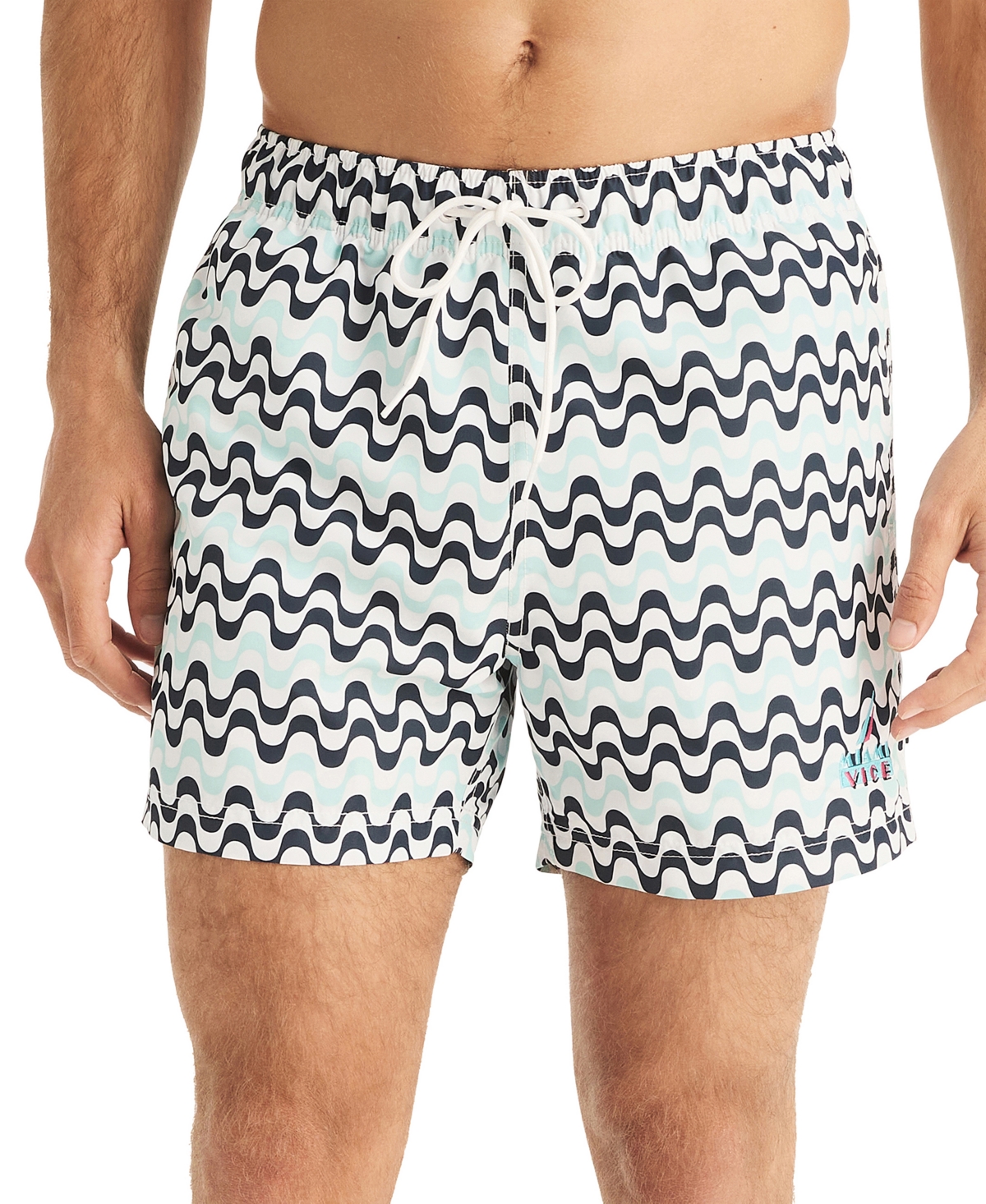 Nautica Men's Squiggly Graphic Swim Trunks In Bright White