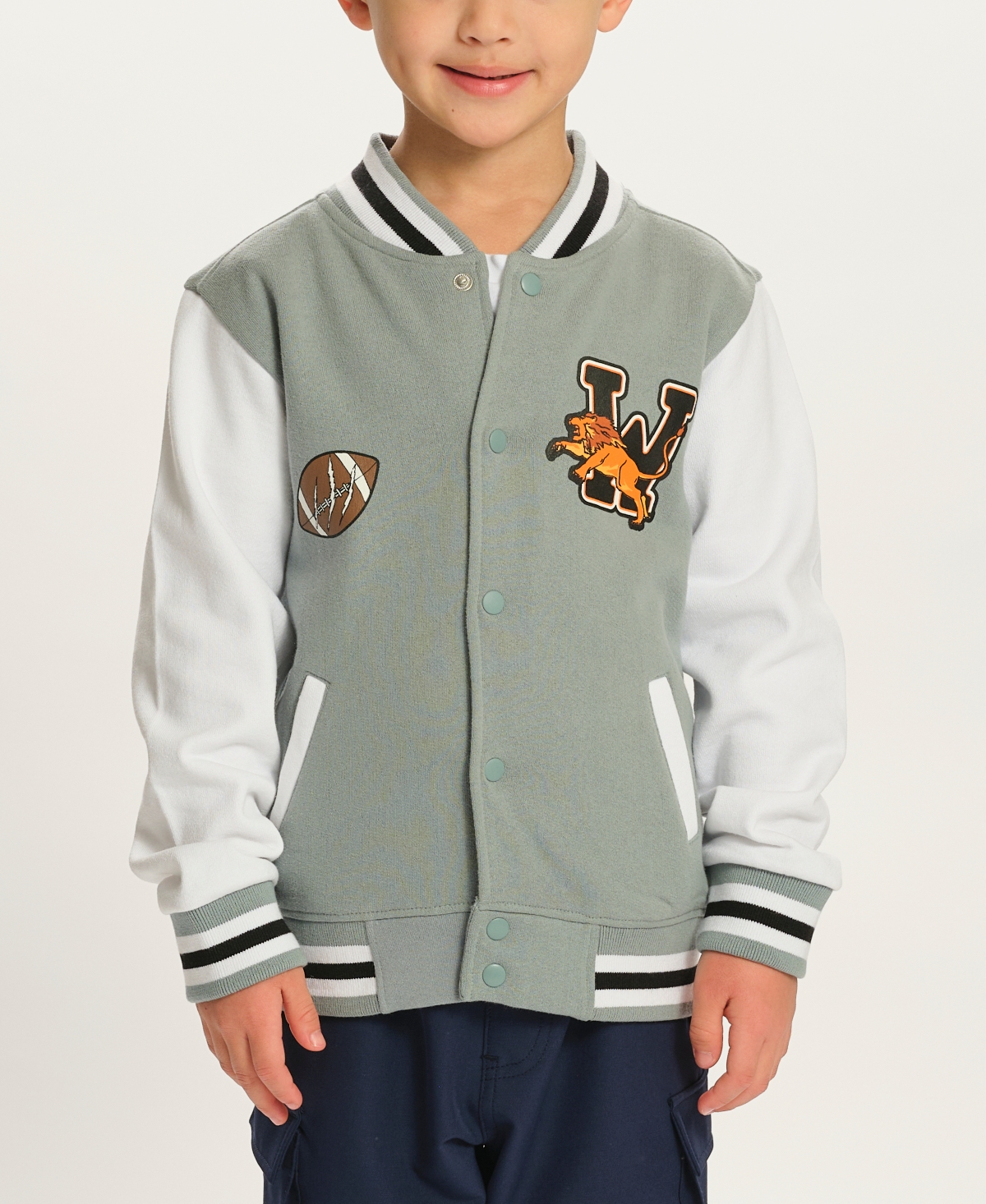 Sovereign Code Little And Big Boys Color Blocked Varsity Jacket In Slate