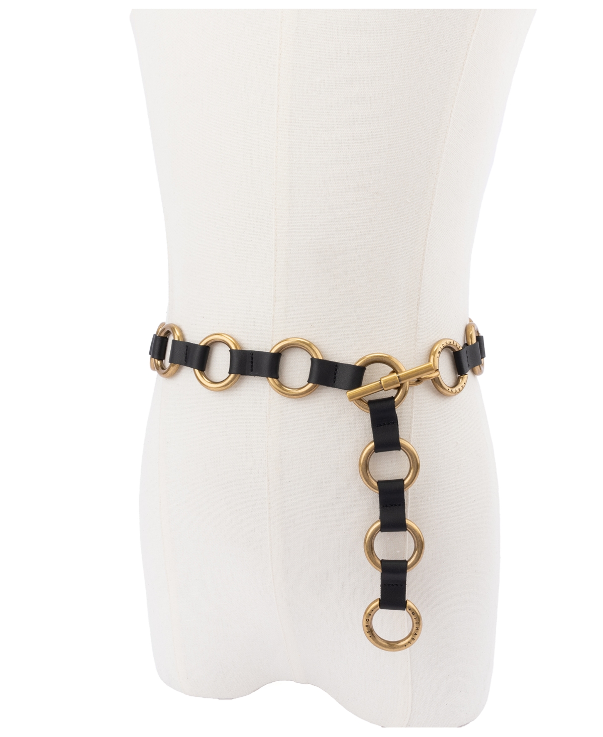 Michael Kors Multi Ring Belt In Black,ant Gold
