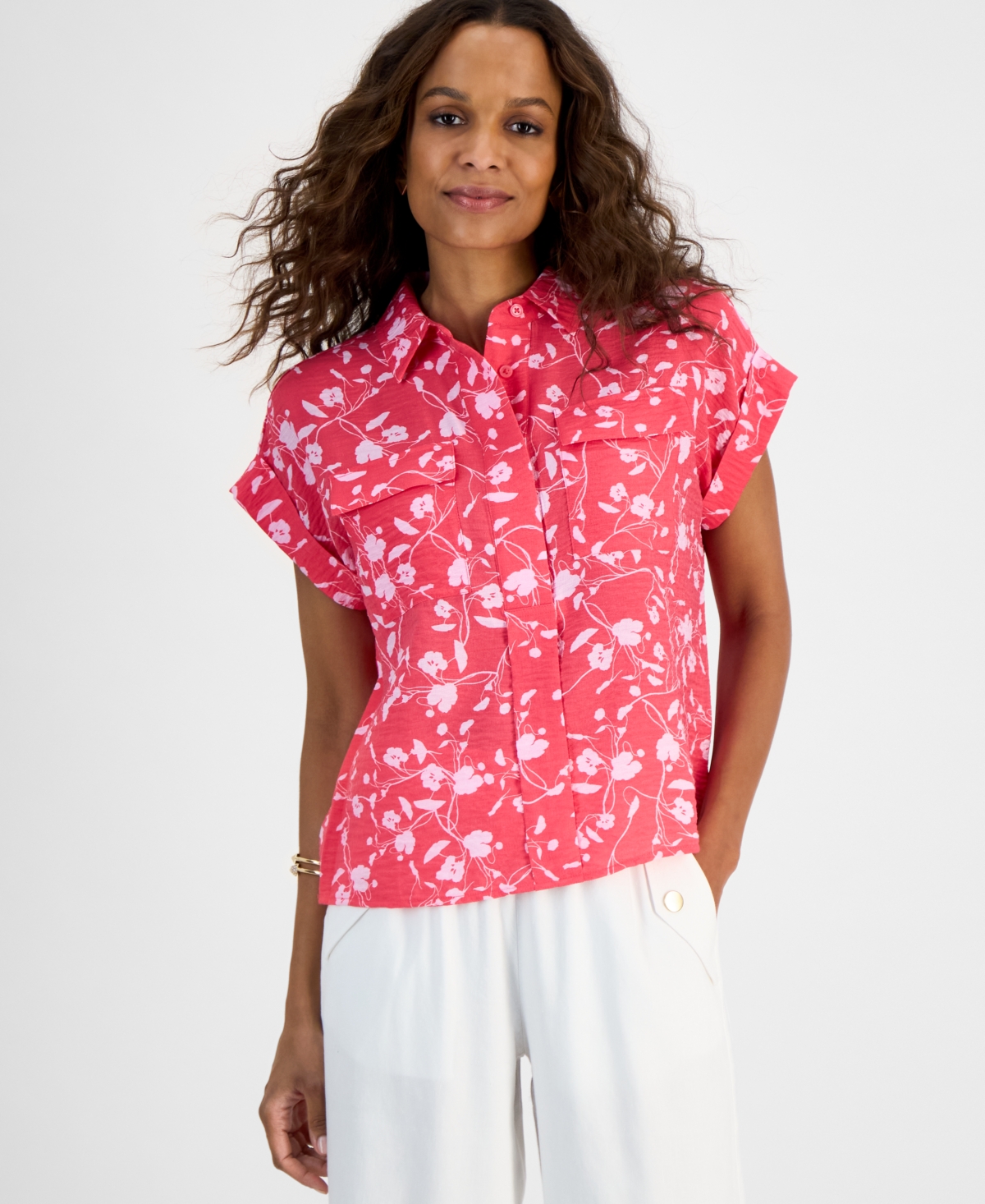 Petite Cap-Sleeve Top, Exclusively at Macy's - Tali Blooms
