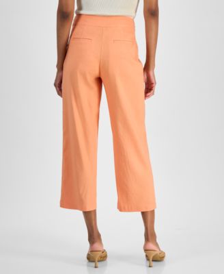 Petite Linen-Blend High-Rise Wide-Leg Pants, Created for Macy's