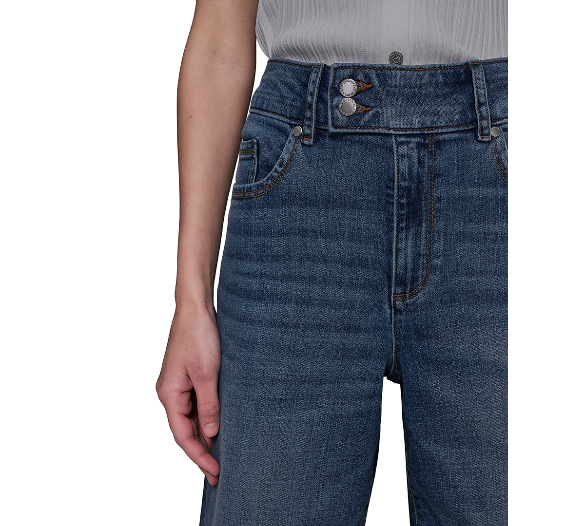 Karl Lagerfeld High Rise Scalloped Jeans In Coastal Blue In Coastal Blue