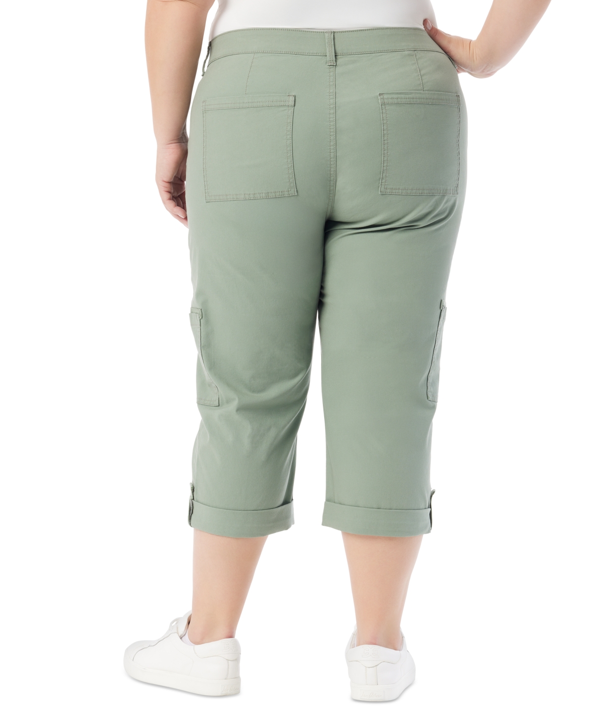 Gloria Vanderbilt Plus Size Cargo Capri Pants In Garden Sage